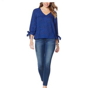 Cece Blouse Leopard print with blue